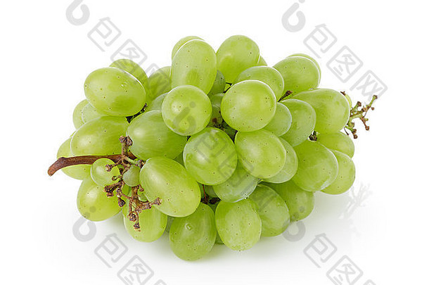 成熟的绿色葡萄孤立的白色背景