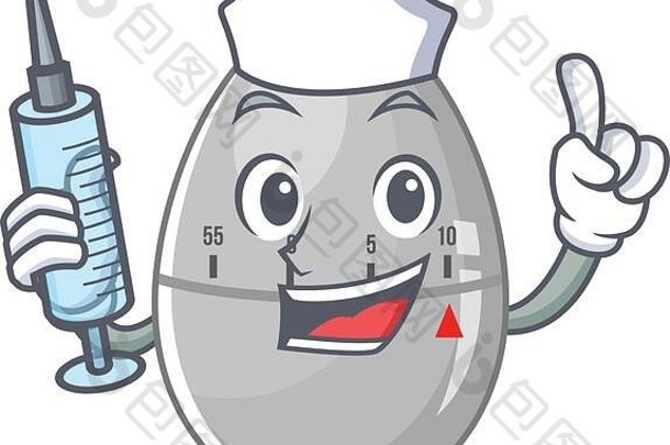蛋厨房时间卑微的护士吉祥物设计注射器