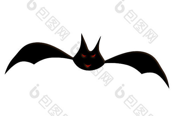 蝙蝠黑色的轮廓孤立的白色背景