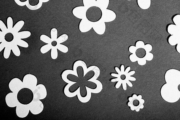 黑色的白色花背景花概述了形状雏菊诗句