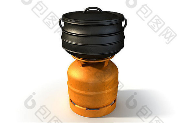 常规的金属橙色气体瓶燃烧器附件黑色的南非洲便盆能休息