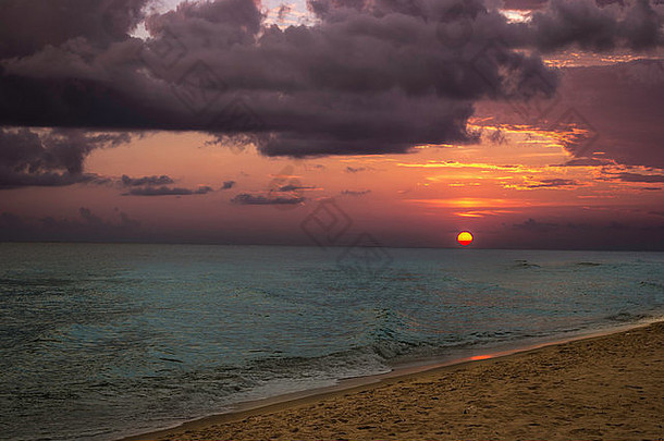 日落海湾墨西哥大西洋海洋巴拿马城市海滩佛罗里达