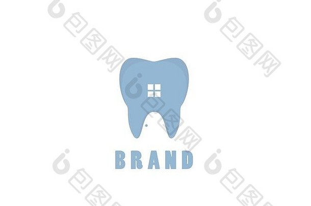 牙科房子标志插图