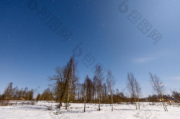 农村冬天景观清洁冬天一天拉脱维亚农村区域星星