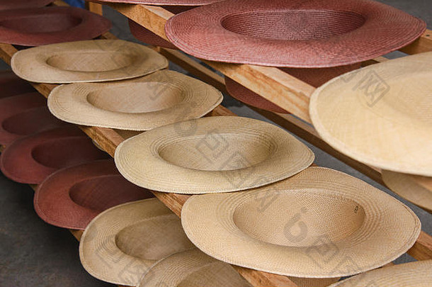 传统的巴拿马帽子再见toquilla厄瓜多尔盆地厄瓜多尔