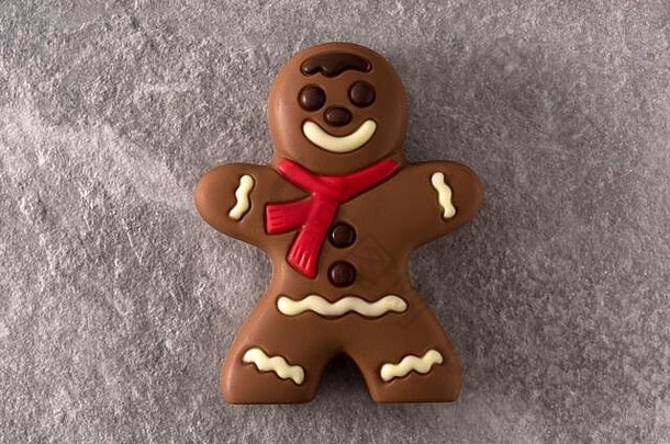 圣诞节巧克力姜饼糖果灰色的背景