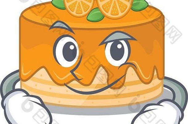 很酷的橙色蛋糕吉祥物字符傻笑脸