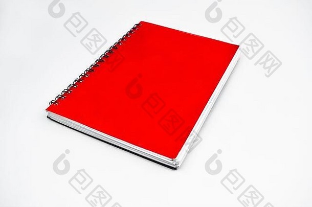 一边视图红色的颜色覆盖单请注意纸日记孤立的空白色背景