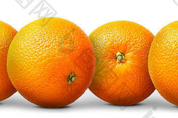 集团橙色水果孤立的白色背景
