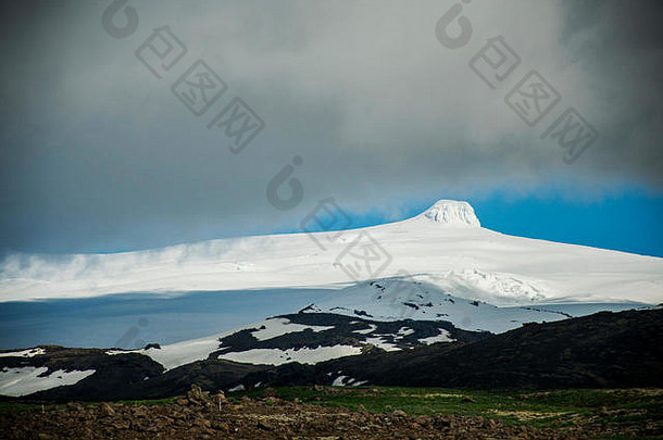 视图冰川赫瓦纳达尔什努库尔最高峰会冰岛山景观瓦特纳冰川公园