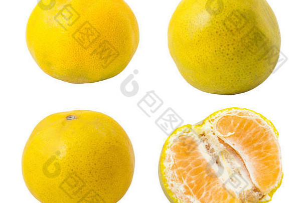橘子孤立的白色背景剪裁路径包括