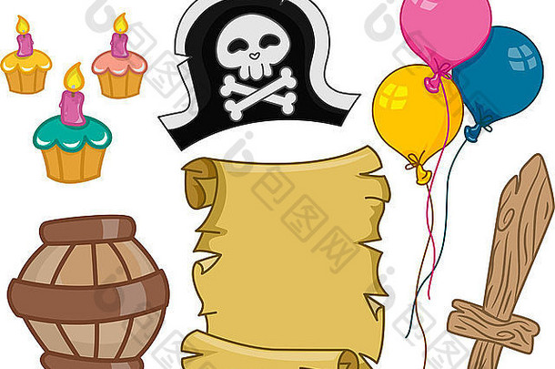 插图海盗生日设计元素