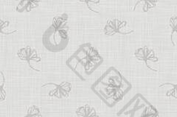 自然灰色的编织法国亚麻纹理边境背景印刷叶无缝的模式有机纱关闭织织物丝带修剪横幅生