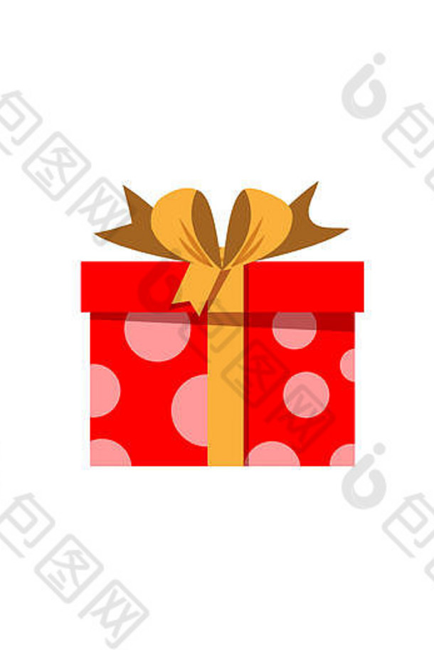 红色的礼物盒子包装弓孤立的白色背景出售购物生日圣诞节一年情人节现在图标标志横幅巴奇
