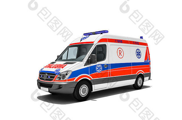 呈现救护车紧急卡车救援服务护理人员快点受伤的人事故受害者医院