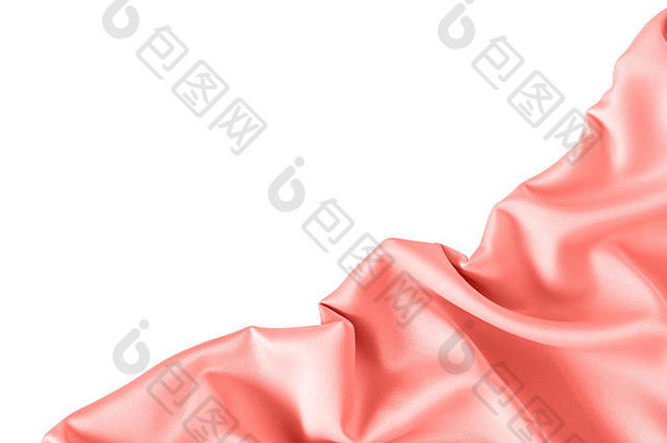 关闭涟漪丝绸织物珊瑚粉红色的颜色缎纺织背景免费的复制空间