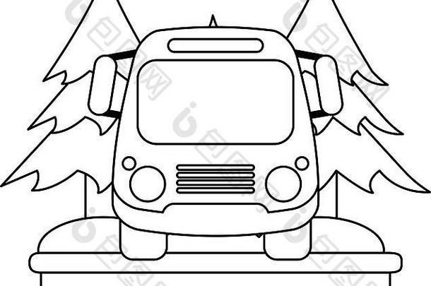 学校公共汽车农村高速公路黑色的白色