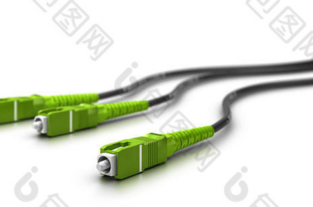 光学纤维电缆连接器白色背景插图
