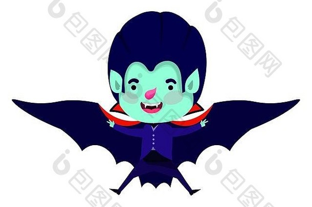 可爱的男孩吸血鬼服装蝙蝠飞行