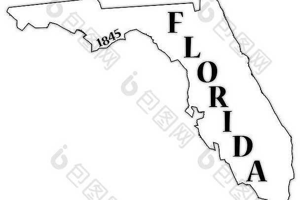 佛罗里达状态大纲日期建国孤立的白色背景