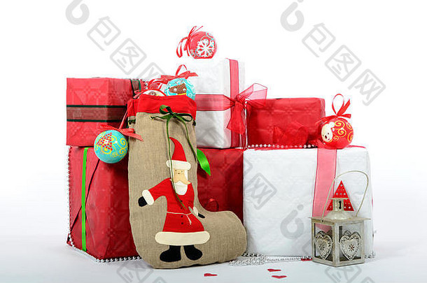 圣诞节礼物盒子引导圣诞老人老人