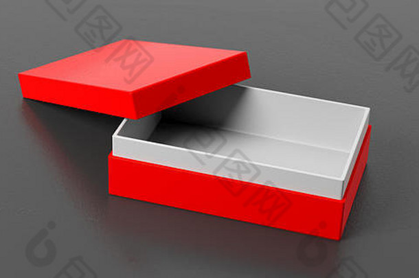 红色的开放空珠宝礼物<strong>盒</strong>子成员黑色的灰色背景插图