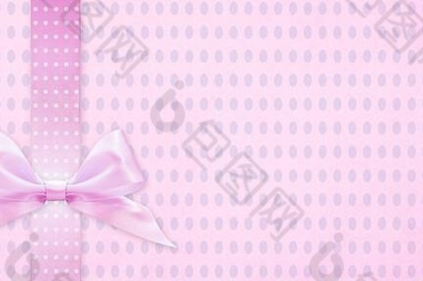 快乐复活节礼物卡粉红色的丝带弓孤立的粉红色的纹理背景复制空间