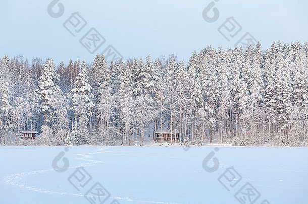 冬天湖风景<strong>芬兰</strong>
