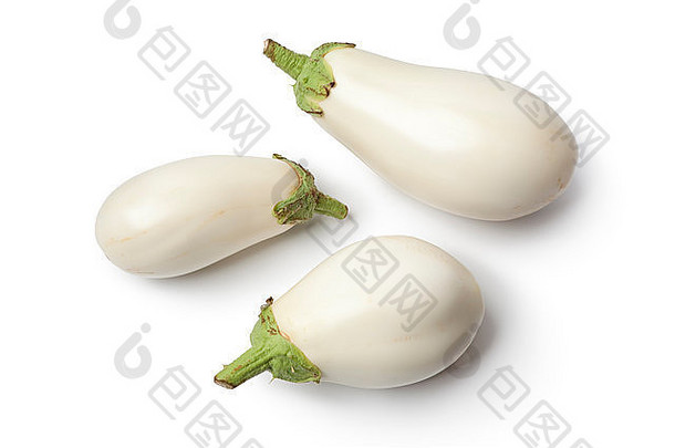 新鲜的白色aubergines孤立的白色背景