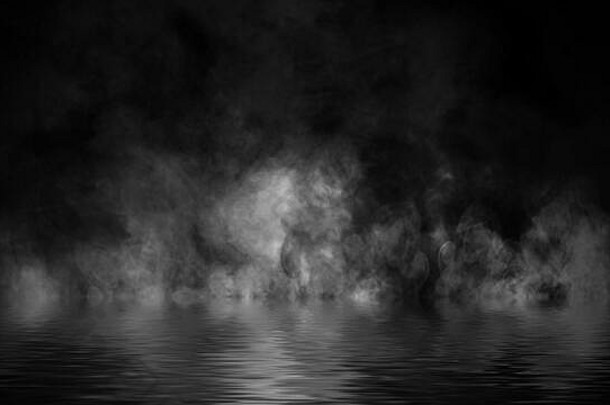 神秘沿海雾烟海岸反射水纹理覆盖背景股票插图