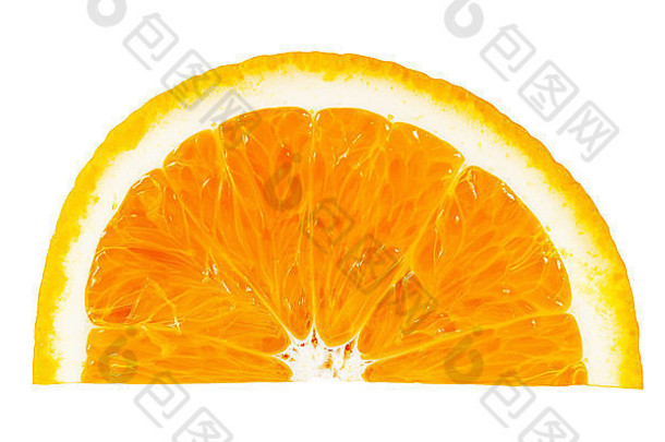 多汁的橙色片孤立的白色背景
