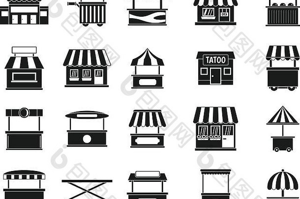 街商店图标集简单的风格