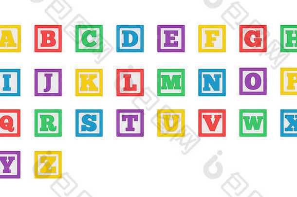 色彩斑斓的学习块字母孤立的白色背景