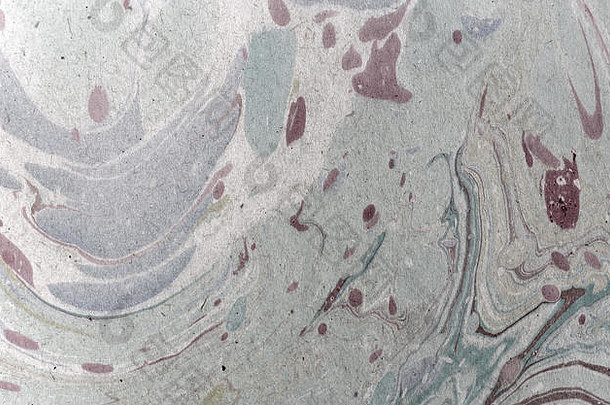 墨水大理石纹理埃布鲁手工制作的波背景卡夫纸表面独特的艺术插图液体大理石花纹纹理