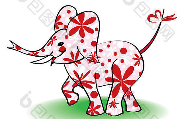 有趣的粉红色的大象花模式