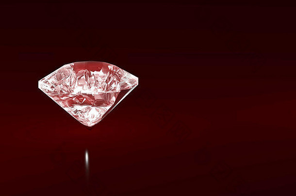 粉红色的钻石插图孤立的黑暗红色的背景