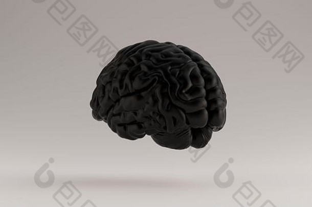 大脑黑色的未来主义的人工情报插图渲染