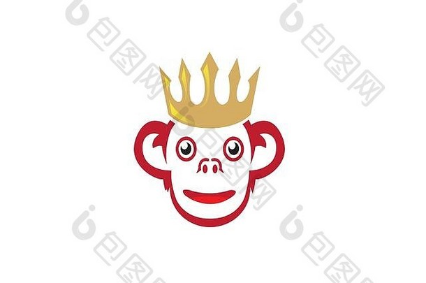 微笑猴子金皇冠头标志设计
