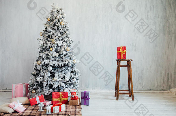 圣诞节树一年礼物假期冬天室内背景