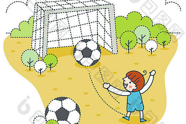 年轻的女孩玩足球