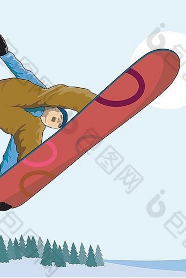 插图人滑雪空气查看背景