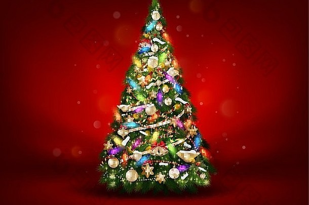 摘要绿色圣诞节树<strong>红色</strong>的背景每股收益