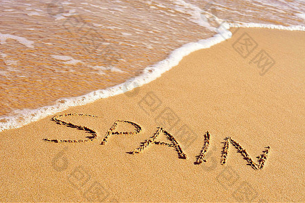 西班牙写沙子海滩