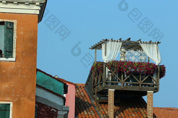 屋顶阳台被称为altana意大利语言屋顶威尼斯房子北方的意大利