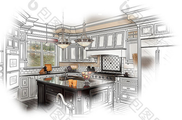 美丽的自定义厨房设计画照片结合