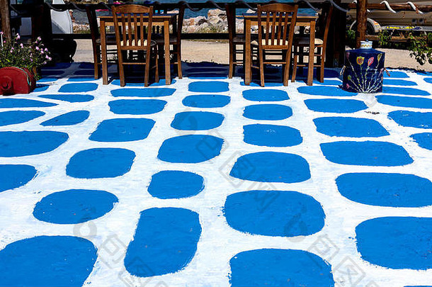 摘要场景彩色的地板上装饰细节传统的希腊酒馆餐厅
