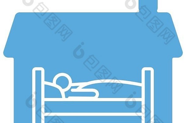房子人睡觉床上行风格图标