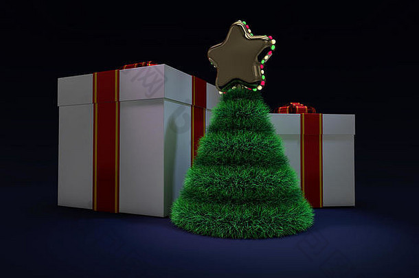 圣诞节树固体背景呈现