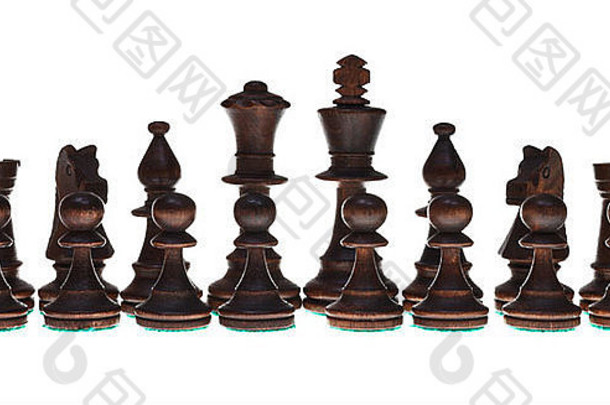 集黑色的国际象棋块孤立的白色背景