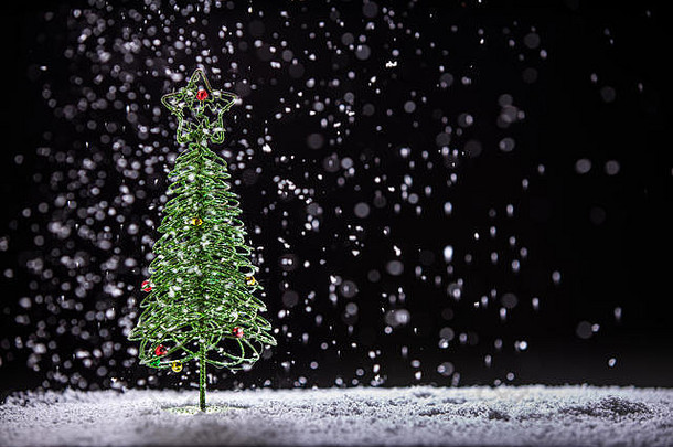 圣诞节树雪花雪节日背景